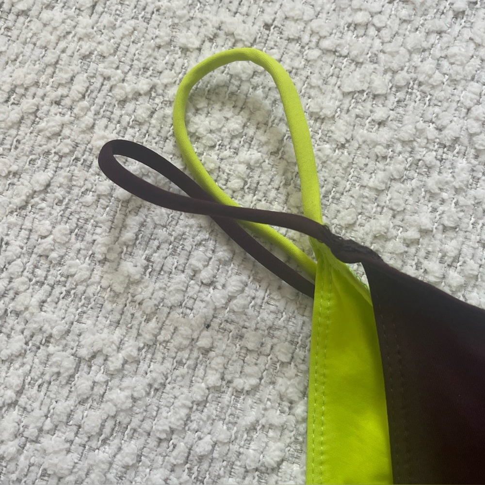 NWT Zara Double Bikini Bottom Swim Suit Size Medium Brown Neon Green Vacation - Picture 11 of 11